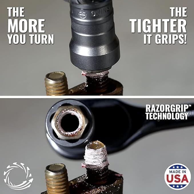 30 Piece Extraction Socket Tool Set | Made in USA Steel | ¼” and ⅜” Drive Impact Grade Bolt and Nut Remover Kit | Turbo Sockets for Stripped, Rounded, Frozen Bolts & Nuts | Nut Extractor Socket Set