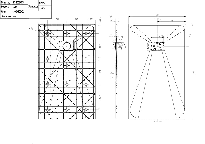 Shower Base with Drain, Non-Slip Shower Pan 60"×36", White SMC Shower Tray for Bathroom Assembly