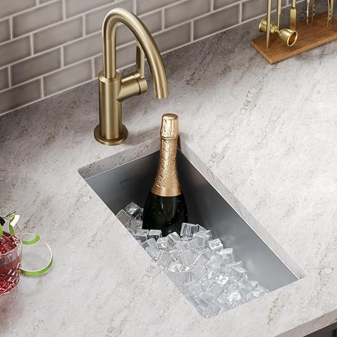 KRAUS Standart Pro 10-inch Undermount Single Bowl 16 Gauge Stainless Steel Bar Kitchen Sink, KHU101-10