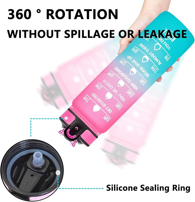 German Shepherd Mom Water Bottle with Straw, Carry Strap, LeakProof, Tritan BPA Free, 32 Oz Motivational Water Bottle with Time Marker to Drink Enough Water for Gym Fitness Outdoor