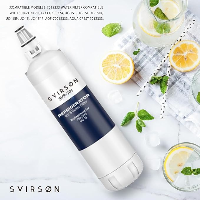 7012333 Premium Ice Maker Filter - Compatible with Sub-Zero 7012333 & UC-15 Models - Crystal Clear Ice, sub zero water filter replacement, Easy Install - 6 Month Filter