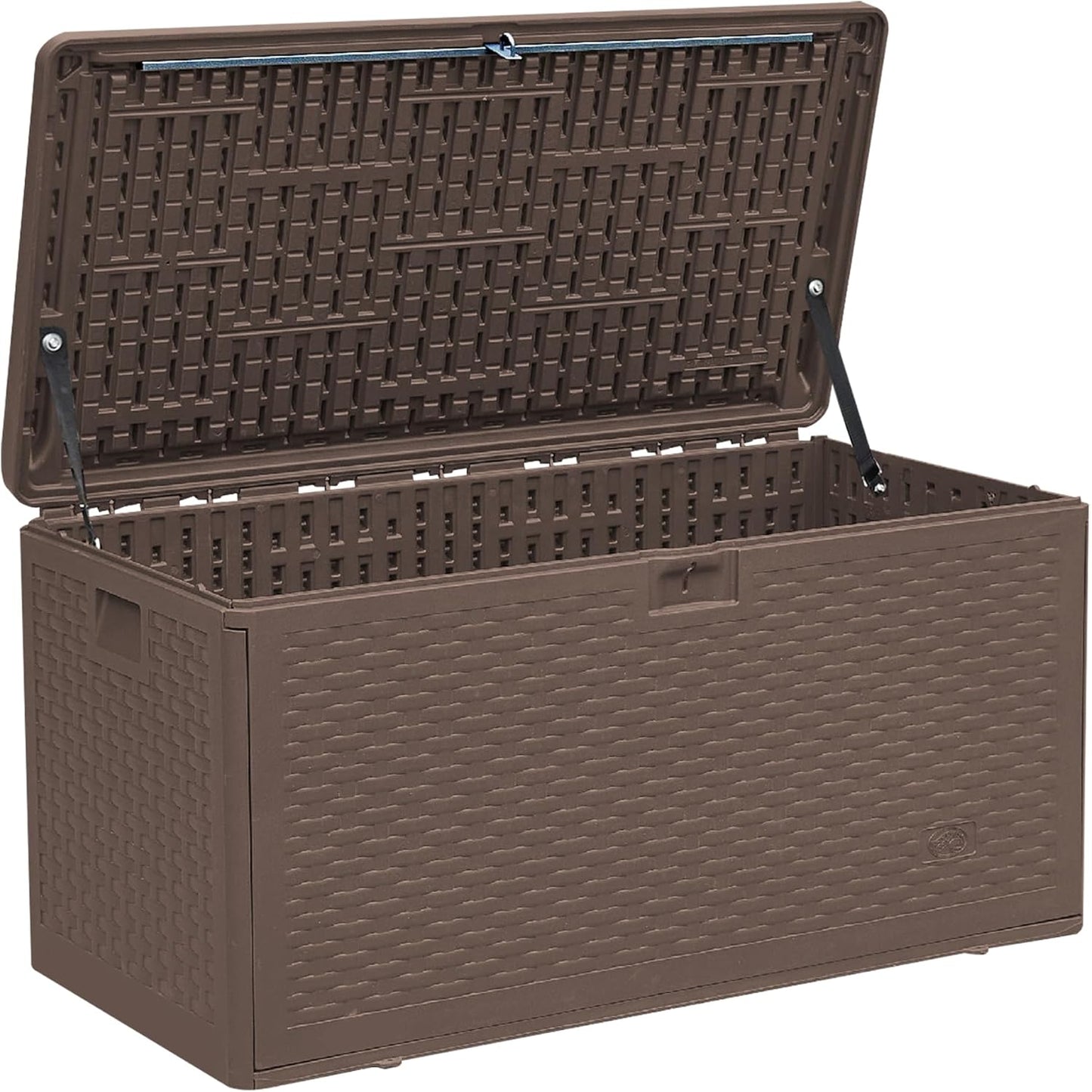 Premium Pro Edition 73 Gallon Lockable Resin Deck Box, Waterproof & UV-Resistant Outdoor Storage Box for Outdoor Cushion Storage, Garden Tools & Pool Accessories Storage, Brown
