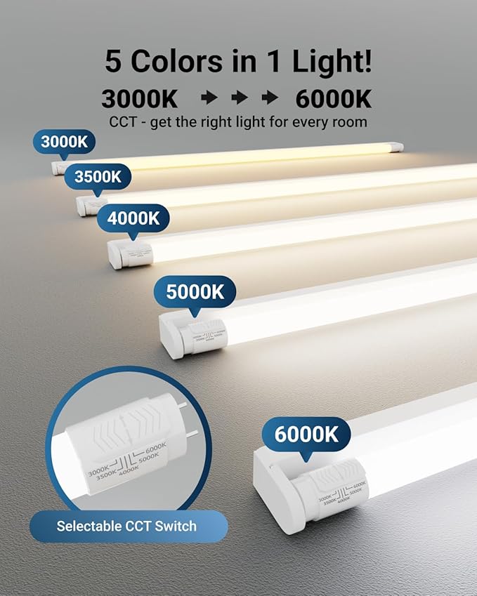 Sunco 50 Pack T8 LED Bulbs 4 Foot, LED Fluorescent Tube Replacement, 4ft LED Tube Light, Ballast Bypass, 18W, 2200 LM, Selectable CCT 3000K/3500K/4000K/5000K/6000K, Single Ended Power, Clear Lens UL