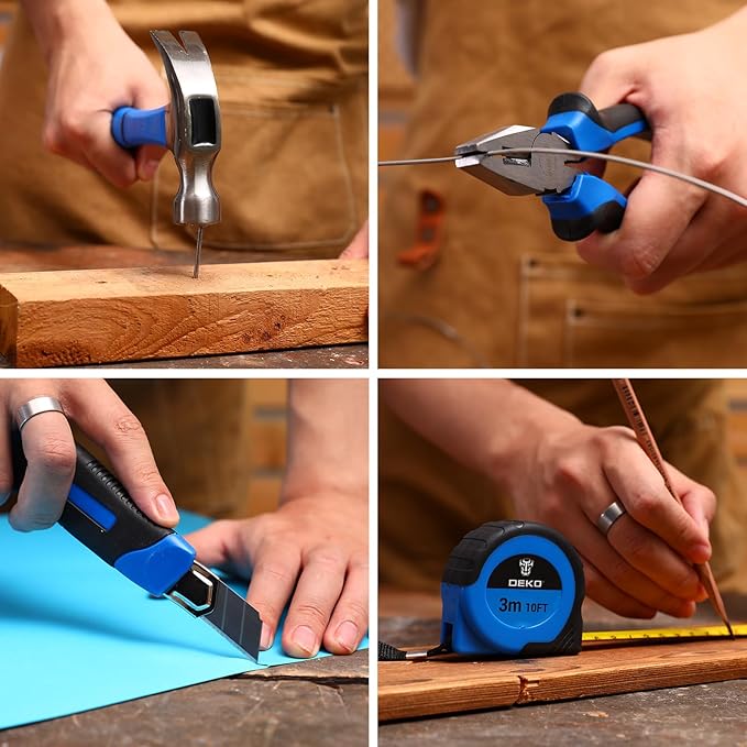 Blue Drill Tool Kit Set: 20V Cordless Power Drill Tool Box with Battery Electric Drill Driver for Men Home Hand Repair Basic Toolbox Tools Sets Drills Case