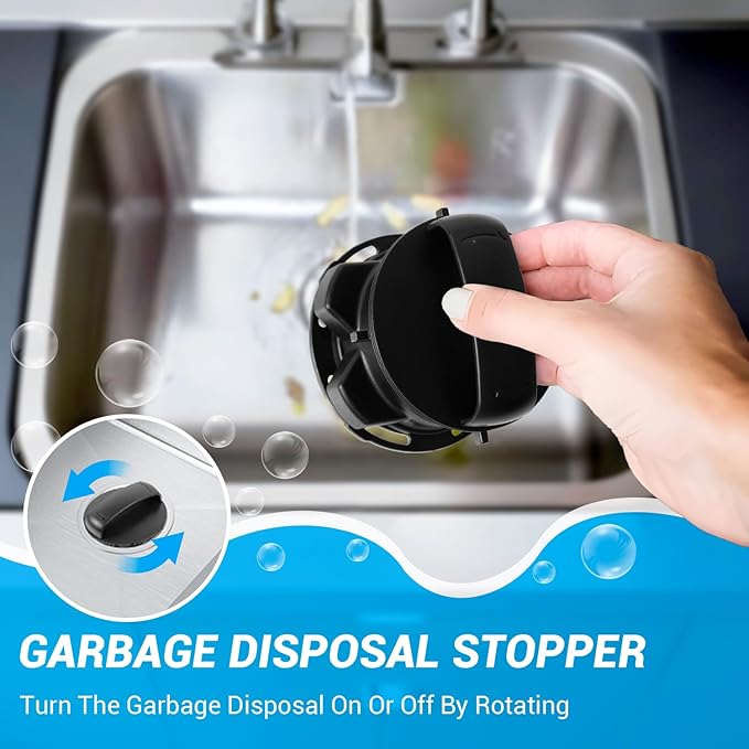 Garbage Disposal Stopper, 75257 Garbage Disposal Magnetic Stopper for ISE Cover Control Disposer, Garbage Disposal Cap Compatible with 75052/74052/74094/74275, ABS Black Kitchen Aid Disposal Stopper