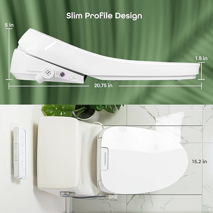 BidetMate 3500 Series Electric Bidet with Dryer, Heated Smart Toilet Seat with Automatic Opening and Closing Lid & Seat, Unlimited Heated Water, Remote, Warm Air Dryer, and Self-Cleaning - Elongated