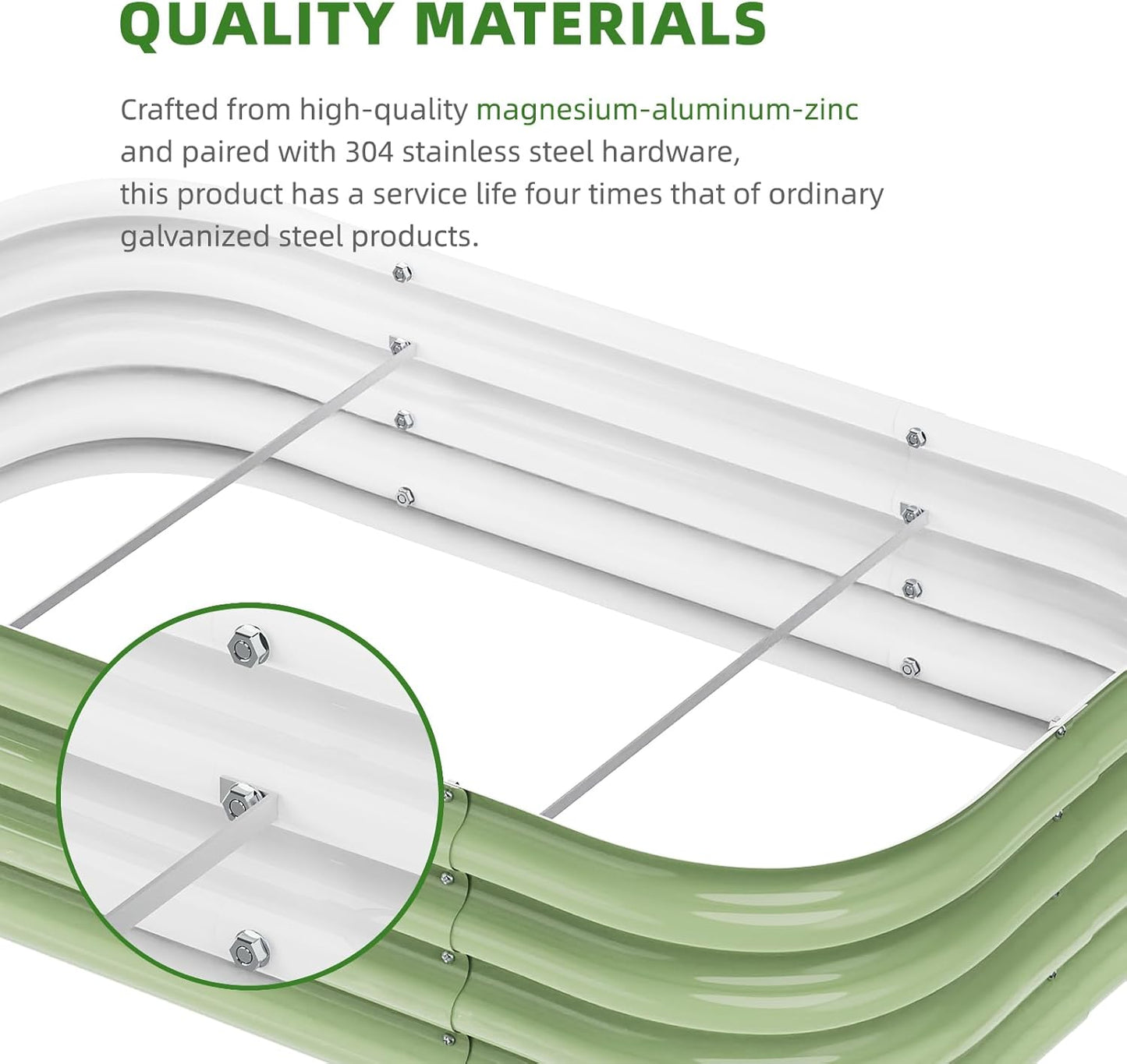 DaisyVibe Raised Garden Bed Kit, Planter Raised Garden Boxes Outdoor, Oval Large Metal Raised Garden Beds for Vegetables Flowers (Green, 5ftx2ftx1ft)