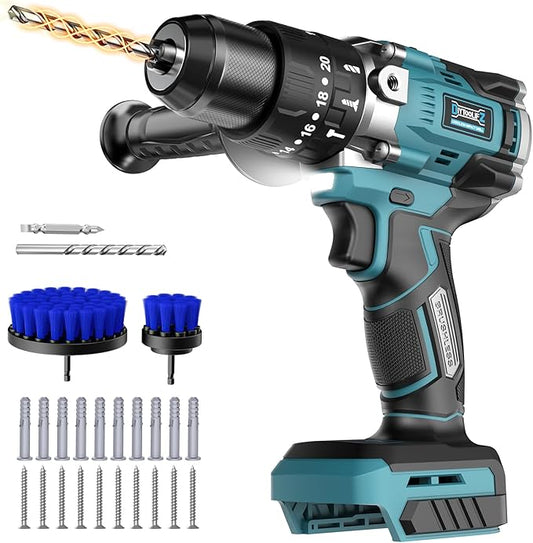 Cordless Power Drill Compatible with Makita 18v Battery: 3 Modes Electric Power Drill Kit Tool,1/2 Inch Keyless Chuck Cordless Impact Drills Set,Variable Speed for Home,Garden(No Battery)