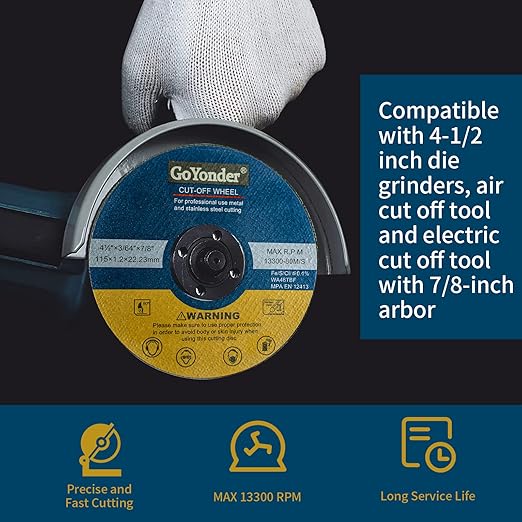 GoYonder 25 Pack 4 1/2 cutting Wheels for Metal,Stainless Steel,4.5" x 0.045 x 7/8 Ultra Thin Cut-Off Wheel for Angle Grinders-blue