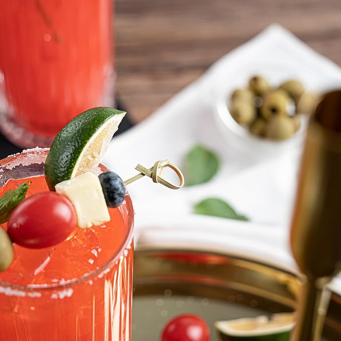 Restaurantware 4 Inch Twisted Bamboo Skewers 1000 Sturdy Disposable Bamboo Food Picks - Sturdy Looped Knot Bamboo Appetizer Picks Sustainable For Serving Appetizers and Cocktail Garnishes