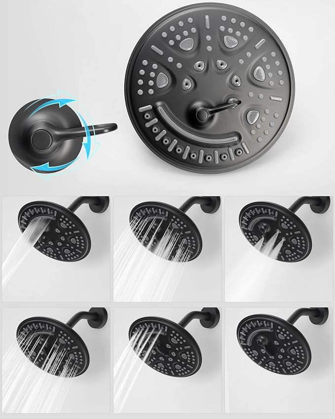 PHASAT 2 Handle Shower Faucet,Bathtub Faucet Set,Tub and Shower Trim Kit with Rough-in Valve,Matte Black,PU4H07