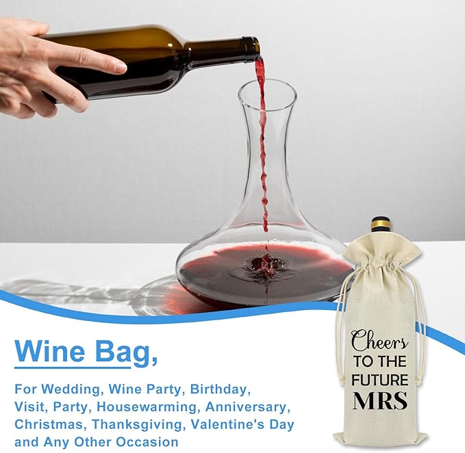 Future Mrs Gifts Engagement Gifts for Her Fiancee Gift Wine Bag Bride to Be Gifts Bridal Shower Gift Bachelorette Wedding Gift for Friend Sister Bestie Girlfriend Reusable Wine Bottle Bag Cover