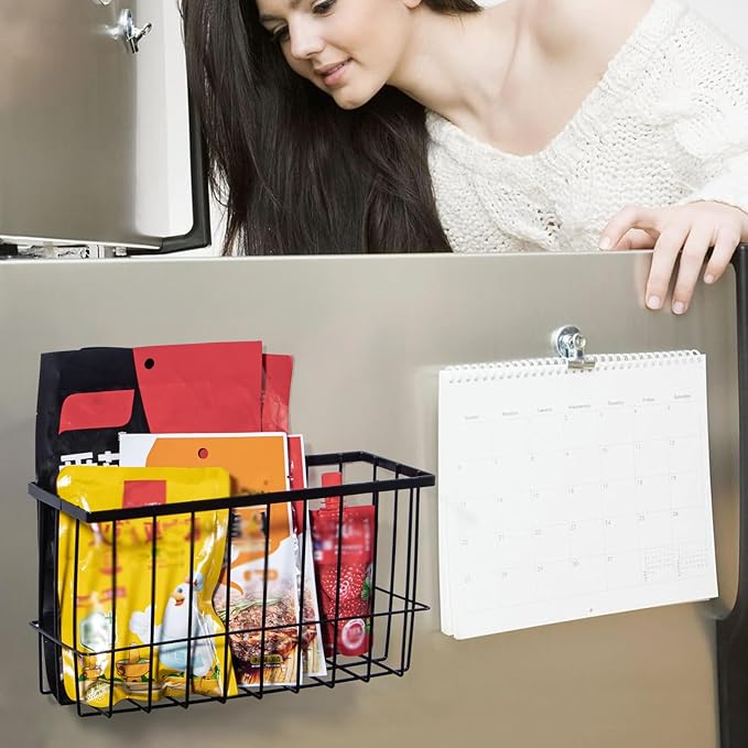 dedoot Magnetic Holder Locker 11"x 3.9"x 5.9" Strong Magnetic Black Mesh Holder Magnetic Basket Organizer Shelf Rack for Whiteboard,Fridge, Sponge, Recipe, Beverage,Refrigerator,Office File Foil