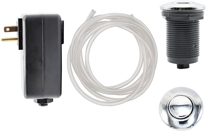 Disposal Air Switch Kit for Garbage Disposal Hands-Free On/Off Control UL Approved Includes 6' Air Tube 1-3/8" Air Button Safe & Convenient for Kitchen No Wiring Needed (Chrome)