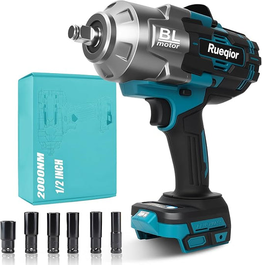 Cordless Impact Wrench 1/2" for Makita 18V Battery, Impact Wrench 1500FT-LBS(2000N.m) High Torque Brushless Electric Impact, with 4 Modes Power Impact Driver for Car, Truck, Mower (No Battery)