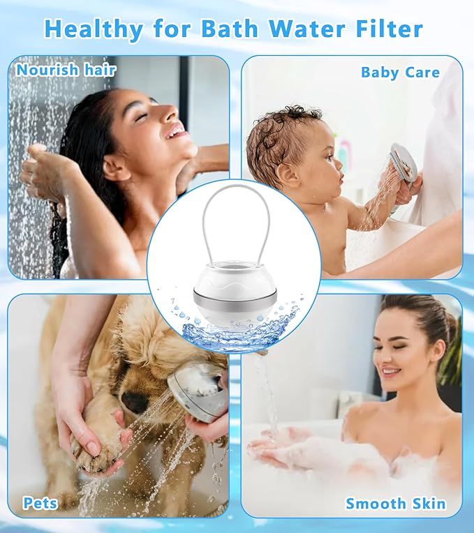 Bath Ball Water Filter,Bathtub Water Filter,8-Stages Bathtub Filter for Tub Faucet,Bath Filter for Tub Removes Contaminants with 3000 Gallons of Filtration,BPA Free,Smoother Skin and Healthier Hair