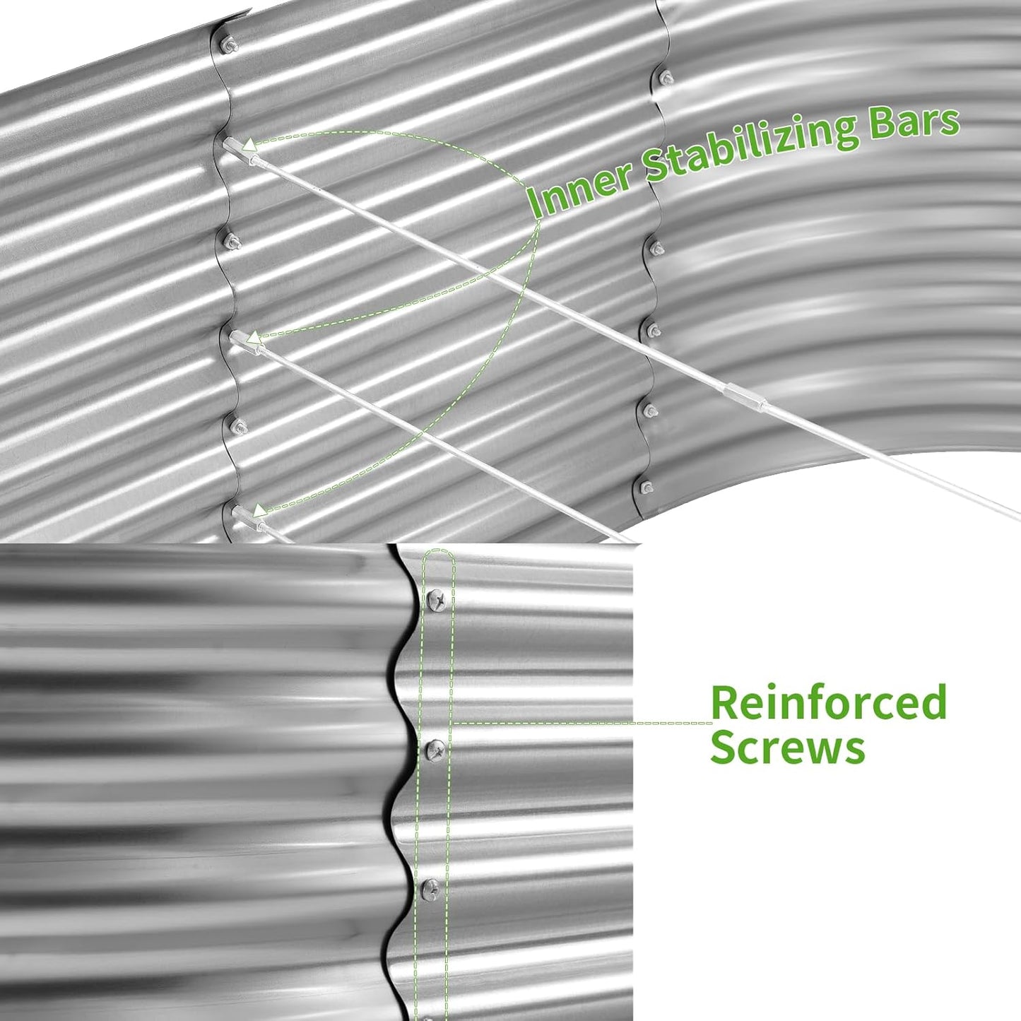 Land Guard 6x3x3ft Oval Galvanized Raised Garden Beds, Large-Capacity Metal Planter Box Outdoor, Durable Deep Raised Garden Bed 3ft Tall, Raised Beds for Gardening Vegetables, Classic Silver