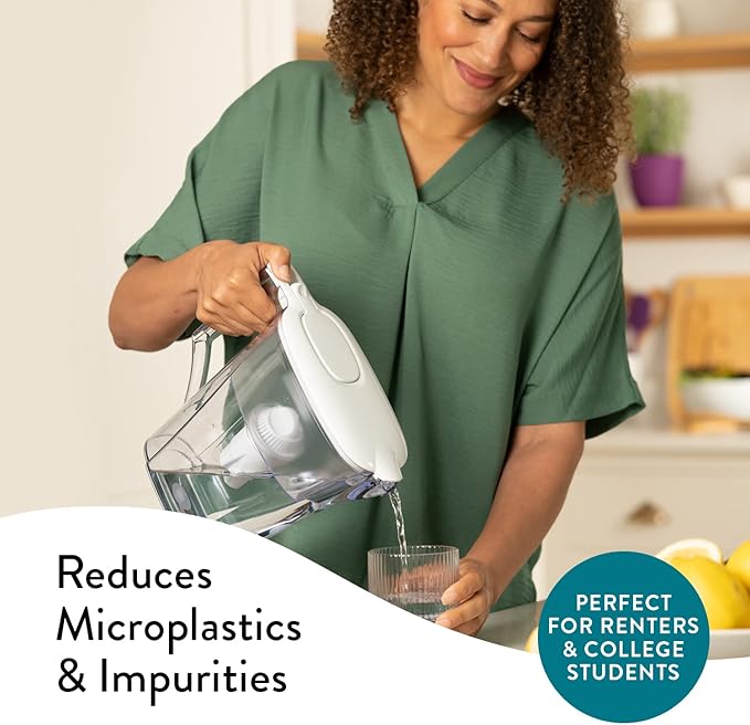 Aqua Optima Liscia Jug Water Filter Pitcher with 3 Universal Filters (White)