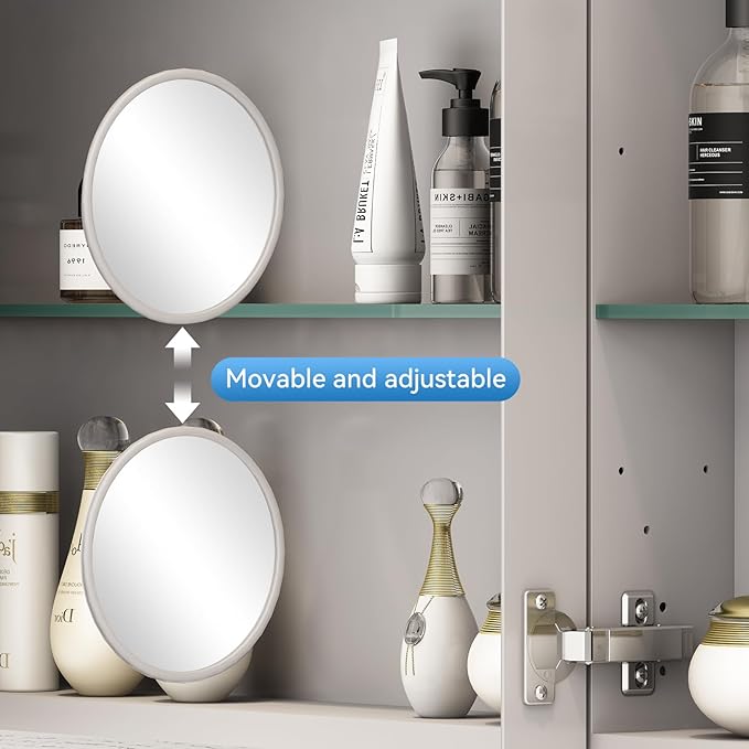 Sunrosa Aluminum Bathroom Medicine Cabinet with Mirror Door, 36"×27.5" Bathroom Mirror Cabinet,Wall-mountable and Recessed-in Mirror Cabinet, 2 Door Medicine Cabinet Organizer with Mirror