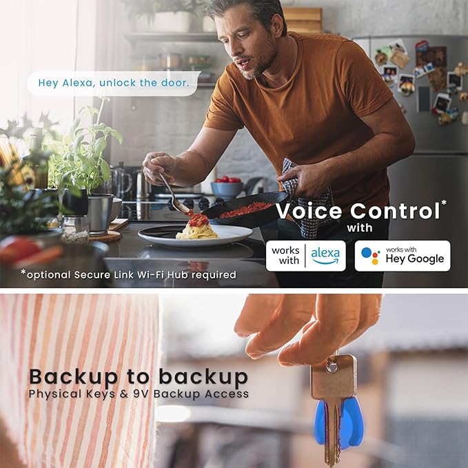 Lockly Secure Plus, Bluetooth Smart Door Lock, Keyless Entry Door Lock with Handle, PIN Genie® Keypad, 3D Biometric Fingerprint Sensor