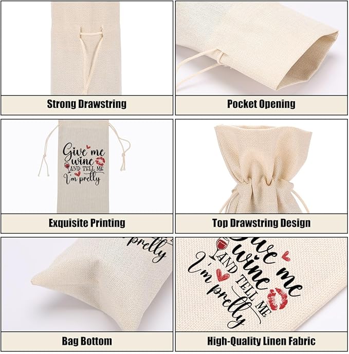 Funny Wine Quotes Wine Bag Wine Tasting Party Supplies for Wine Lovers Women Men Bride Groom Friend Yaya Christmas Birthday Wedding Bachelorrette Party Wine Bags