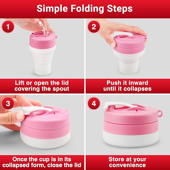 Protein Shaker Bottle Pink Collapsible - Food-Grade, Leakproof Lid 600mL 20oz Pink Shaker - Reusable Silicone Shaker Cups for Protein Shakes