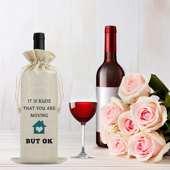 Funny Housewarming Gifts for Women Wine Bag Moving Away Gift for Neighbors Best Friend Family Colleague for Happy House warming Party Decorations Gift for Mother’s Day Christmas Birthday Wine Gift Bag