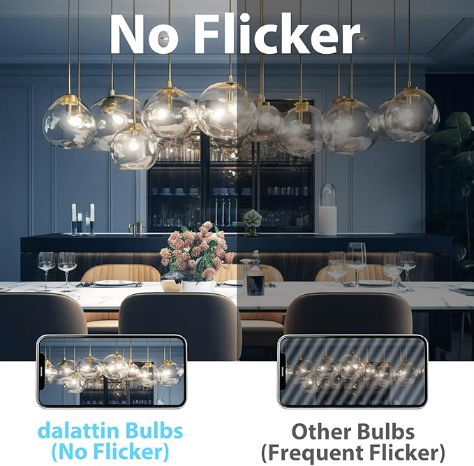 dalattin A19 Vintage LED Edison Bulbs, 60W Equivalent Light Bulbs, 5000K Daylight White, Clear Glass Filament Bulb, Efficient 8W, E26 Base, 800 LM, CRI80+, Non-Dimmable for Home, Farmhouse, 4 Pack