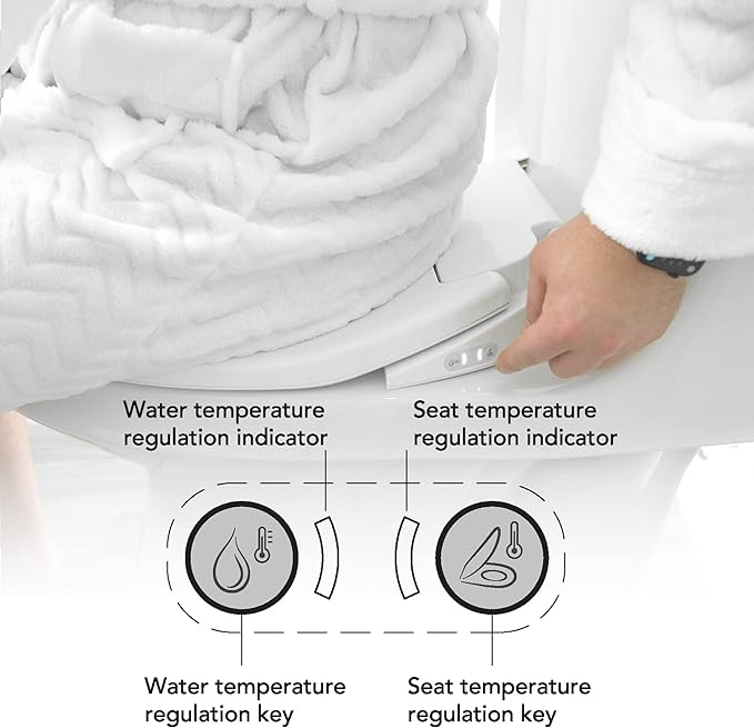 BidetMate 700 Series Electric Bidet Smart Toilet Seat with Side Knob Control, Instant Heated Water, Dryer and Seat, Bidet Attachment for Toilet Warm Water - Fits Elongated Toilets