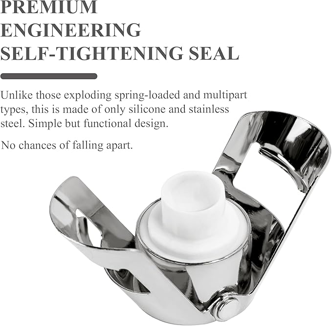 LIZIMANDU Champagne Stopper, Stainless Steel Bottle Plug Sealer for Sparkling Wine, Superior Leak,keeps Wine, Champagne, Prosecco, Cava, and Sparkling Wine fresh longer(1-Bling Silver)