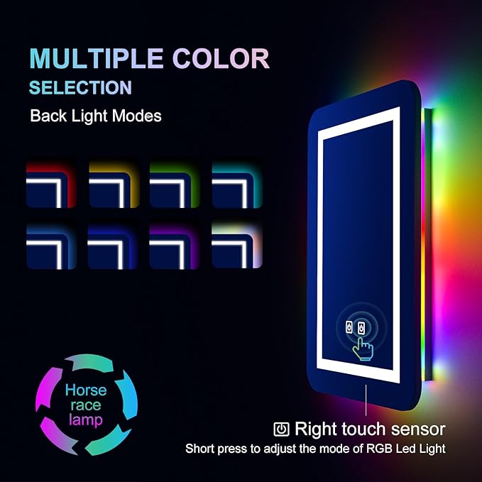 Recessed Medicine Cabinets for Bathroom Medicine Cabinet with Mirror,RGB LED Medicine Cabinet with Lights,3-Color Lighted Medicine Cabinets Wall Mounted,Bathroom Mirror with Storage 16x24