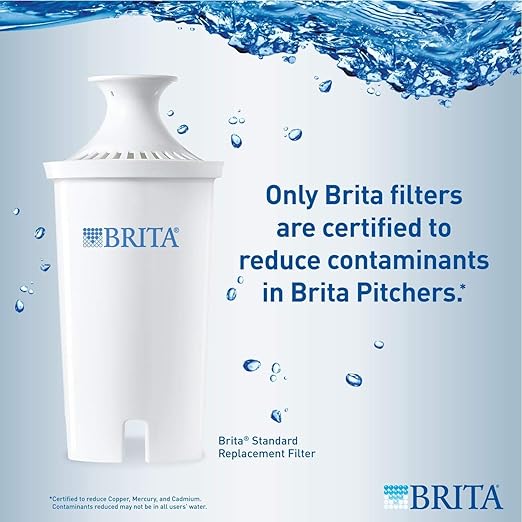 Britas Water Filter, Slim 5 Cup Capacity with 4 Filters (1 Pitcher with 4 Filter Pack)