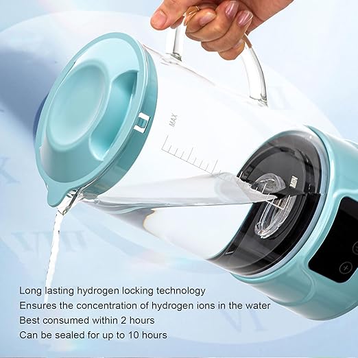 Hydrogen Water Pitcher, 1.5L Hydrogen Water Bottle Generator with SPE PEM Technology, Quick Electrolysis, LED Touch Display, for Home Fitness Office Daily