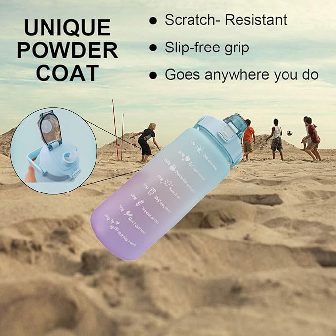 Frosted Gradient Color Water Bottle with Straw, 2000ml Leakage Proof Sports Bottle for Office, Gym, Outdoor(Light Green)