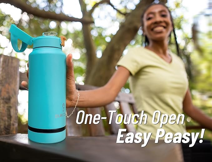 DLOCCOLD 32 oz sports water bottle Insulated Stainless Steel Water Bottle with straw & pills holder, Reusable Double Walled Water Bottle for Sports, Gym, Travel, Men, Women & Kids W/ 4 Leak Proof Lids