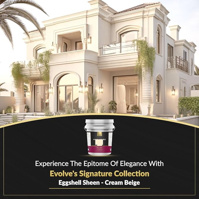 EVOLVE Signature Paint & Primer: Luxury Paint & Primer for Indoor & Outdoor Surfaces, Minimal Odor, Eggshell Sheen (Cream Beige, 5 Gallon)