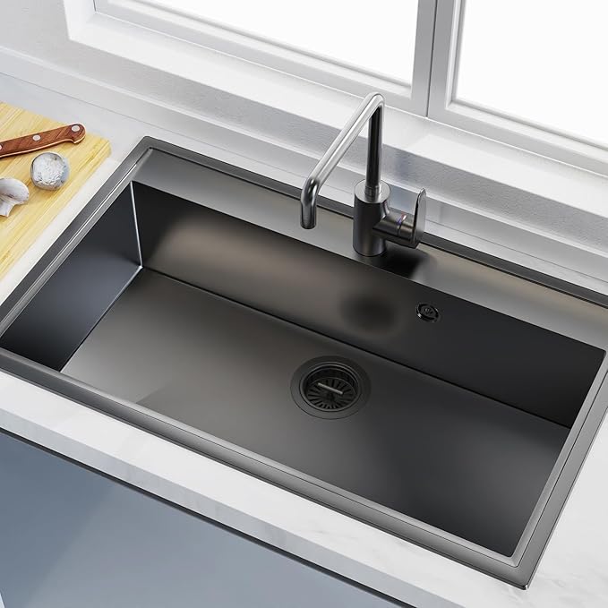 KONE Kitchen Sink Stopper Strainer Replacement for KONE 9171 Standard 3-1/2 Inch Spin and Seal Drains with Threaded Stopper Function, Stainless Steel Black Twist Lock Basket Strainer Replacement