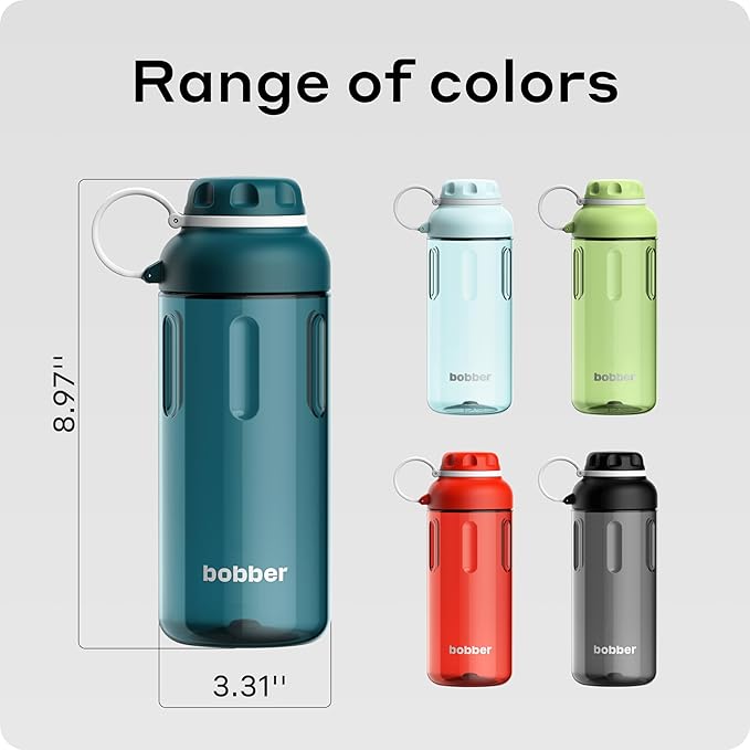 BOBBER 30 oz Tritan BPA-Free Sports Water Bottle with Fruit Infuser — Leak Proof, BPA Free & Dishwasher Safe — Impact Resistant Water Bottle with Twist Cap for Yoga, Climbing, Pilates (Deep Teal)