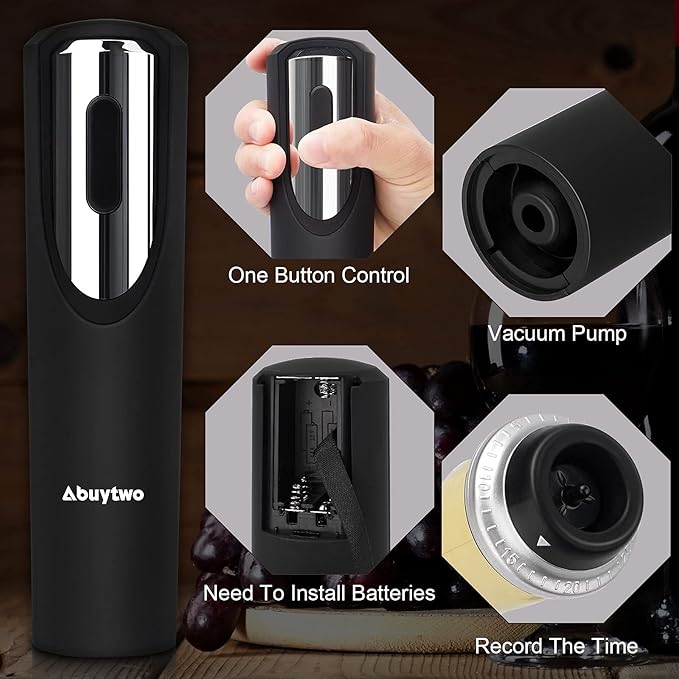Wine Stoppers Vacuum, Abuytwo Wine Keeper Automatic Vacuum Wine Saver Pump with 6X Vacuum Wine Preserver Bottle Wine Air Stopper Beverage Sealer Set Reusable Air Remover Keep Wine Fresh