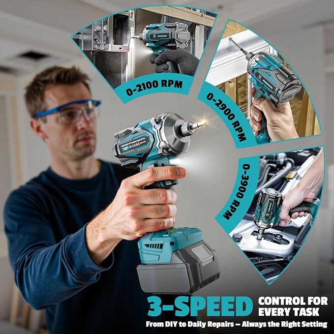 Cordless Impact Driver 1/4" Compatible with Makita 18V Battery (Bare Tool), 2800 In-lbs Brushless Impact Drill, 3900 RPM Compact Driver Tool for Home Projects, Auto-Stop & LED Light