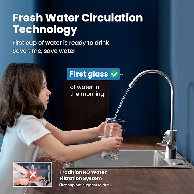 COMFEE' Reverse Osmosis System, 800 GPD, 2:1 Pure to Drain, Tankless RO System, Under Sink Water Filter System, Smart LED Faucet, TDS Reduction, Automatic Flushing, USA Tech Support