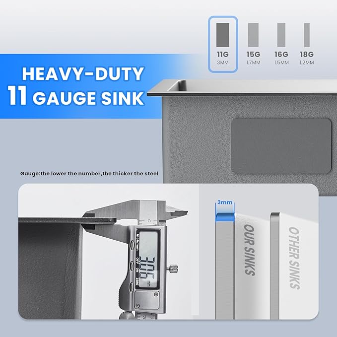 POPFLY 25×22 Inch Drop in Kitchen Sink, Top mount Stainless Steel Single Bowl Sink, 18 Gauge Hand-made Overmount 9 Inch Deep Sink, Brushed