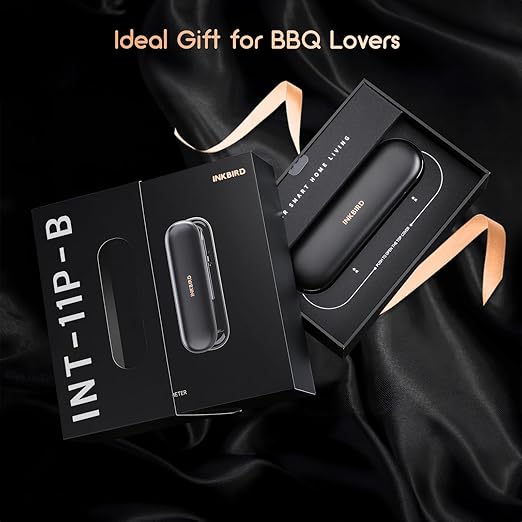 INKBIRD Wireless Meat Thermometer INT-11P-B, Bluetooth Meat Thermometer Wireless for Grilling Smoking, IP67 Waterproof Smart Meat Probe for BBQ Grill Smoker Rotisserie Rechargeable Box Gifts for Men