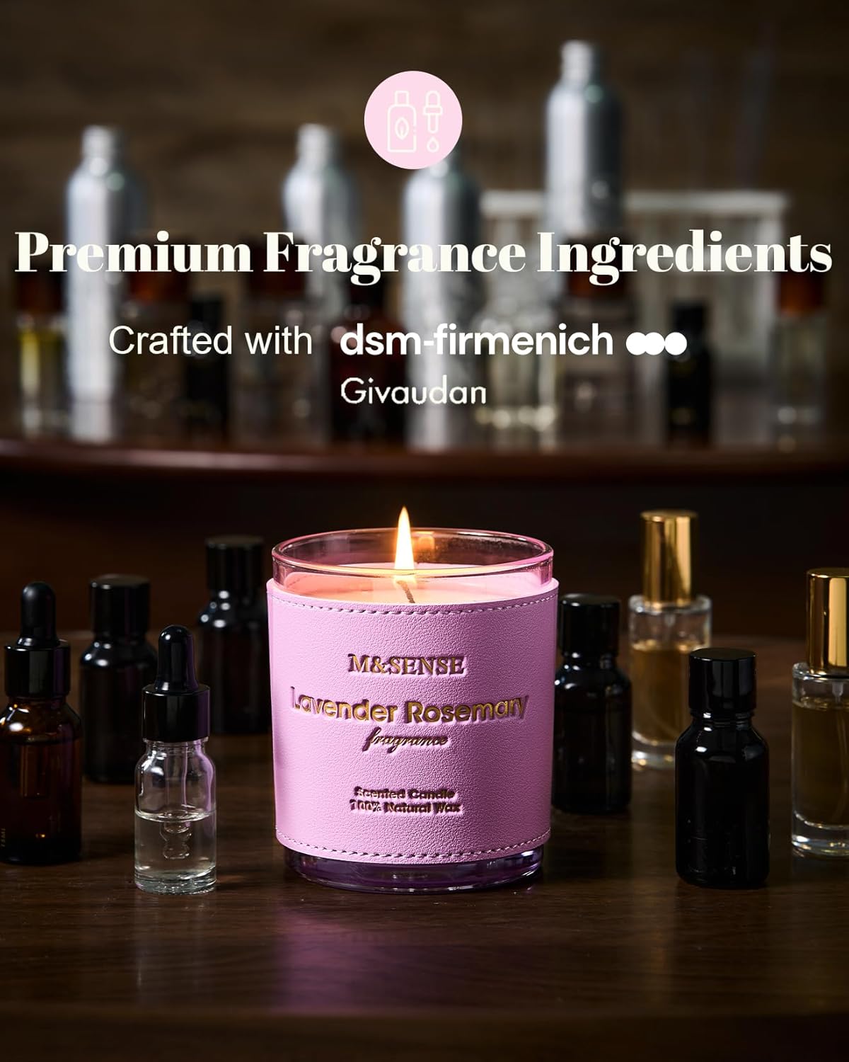 M&SENSE Rose Amber Scented Candles-Vegan Soy Wax, Floral Naturally Scented, No Toxin 10oz 42-Hour Long Burning Time, Relaxing Aromatherapy Candle for Bathtub, Rooms, Date Night, Fancy Gift Ideas