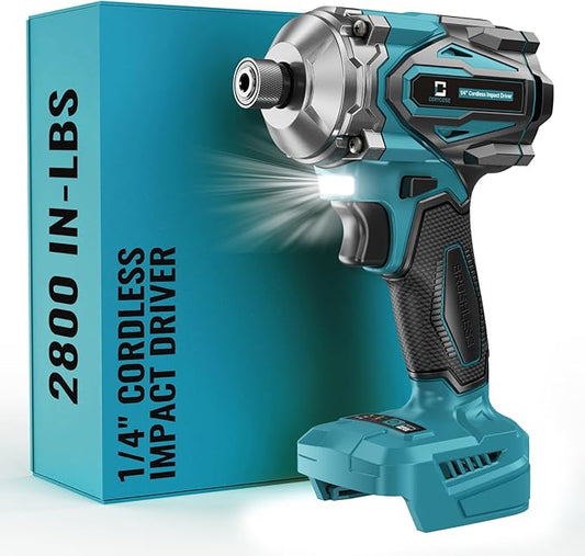 Cordless Impact Driver for Makita 18V Battery, 2800 In-lbs Brushless 1/4" hex chuck Impact Driver, impact drill with 5-Speed Lightweight Power Impact Drivers, LED Light (no battery)