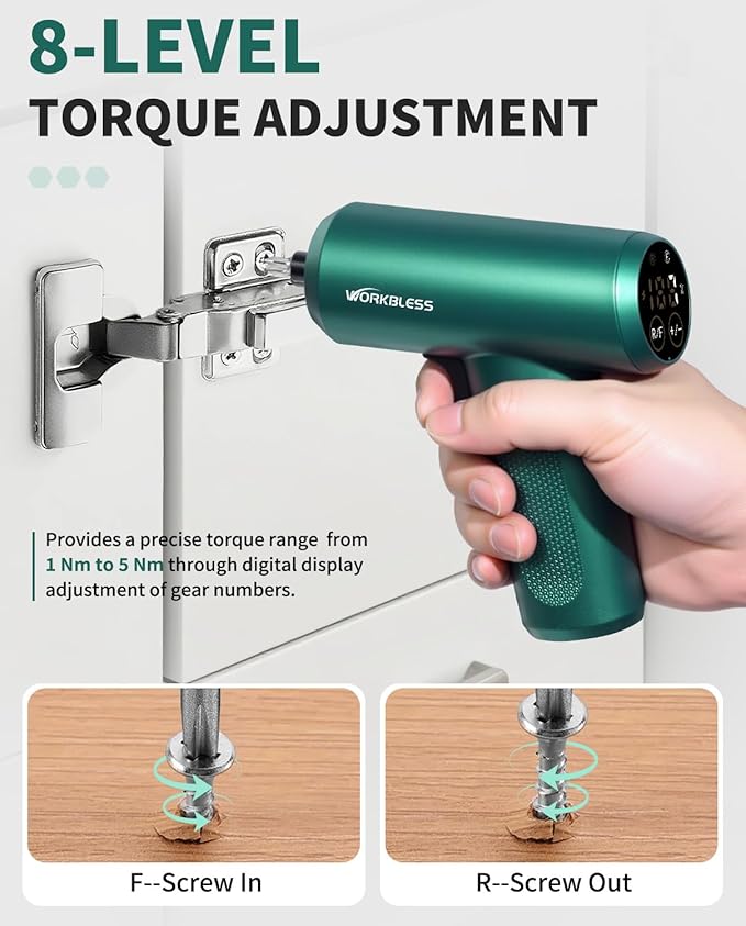 Cordless Screwdriver, 3.7V Electric Screwdriver with LCD Touchscreen Display, 8 Torque Settings, Includes 15Pcs Bits with Carry Bag, USB Cable, Tool Kit for Home DIY Projects