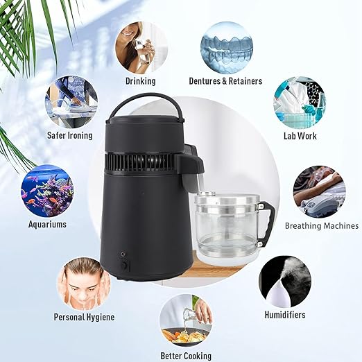 Water Glass Carafe for Distiller, 4L Distiller Water Container Replacement Glass Collection Bottle Compatible with Counter Top Water Distiller Filter