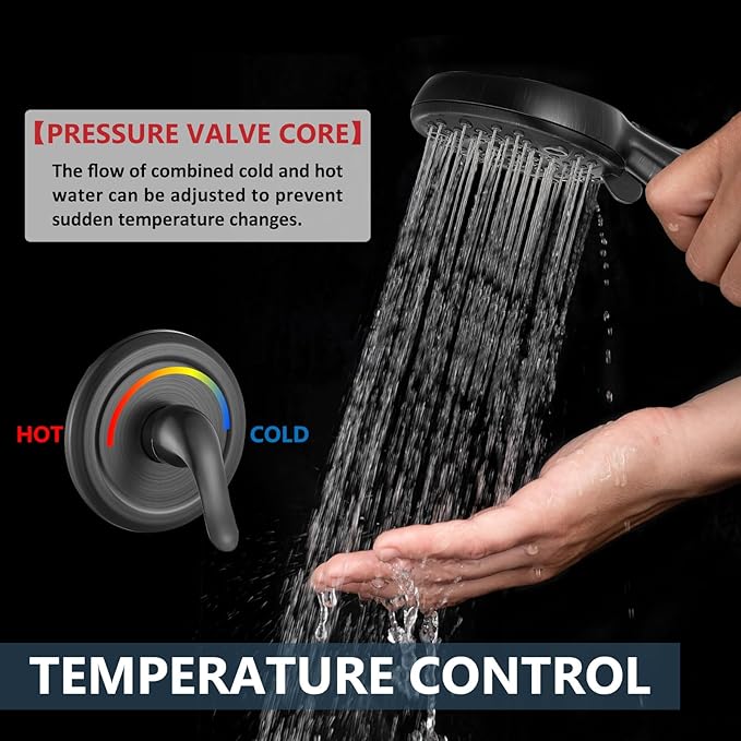Aolemi Shower Faucet Set Rain Shower Head System Shower Trim Kit Pressure Rough-in Valve Included ABS 8 Setting Single Handheld Spray Oil Rubbed Bronze