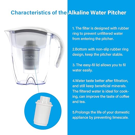 Water Filter Pitcher for Tap and Drinking Water, Large BPA Free Tap Water Purifier Pitchers with Ultrafiltration Filter - 3.5L(White）