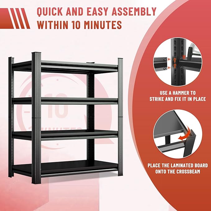 Heavy Duty 5-Tier Shelving Unit 2000LBS Capacity - Adjustable Steel Garage Shelves for Warehouse, Basement Storage(45.3''W x 15.7''D x 63" H)
